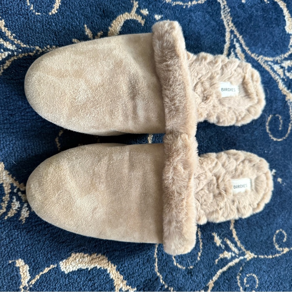 Birdies Tan Faux Fur Slippers